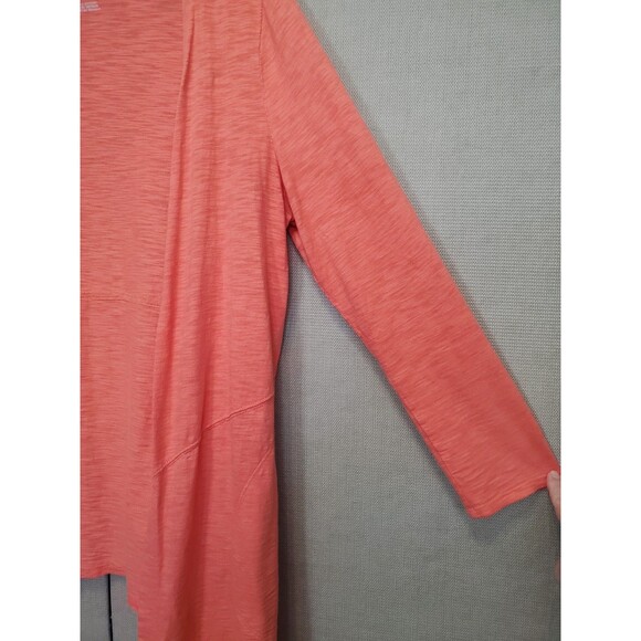 Chico's Orange Slub Knit Open Front Longline Cardigan with Pockets Size 1 Medium - Picture 2 of 7